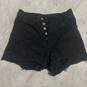 High-Waist Black Button-Front Women’s Shorts